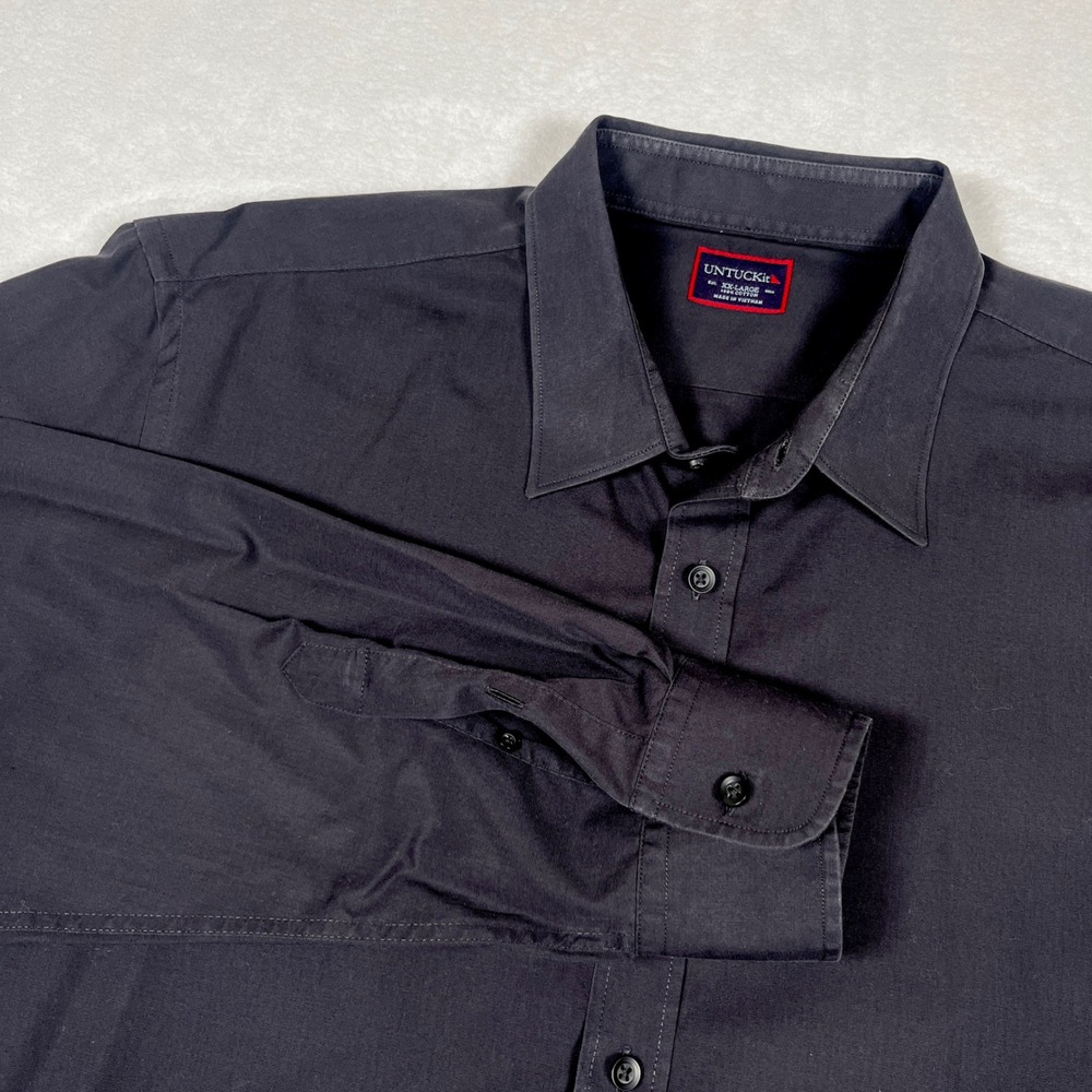 UNTUCKit Button Down Shirt Mens XXL Black Long Sleeve Cotton Solid 0882